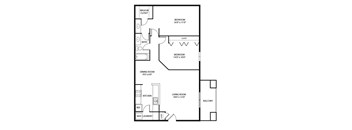 2 Beds | 1 Bath | 1,034 Sq. Ft. | Lodge A Floor Plan at Evans Meadows Apartments in Elk River, MN