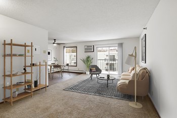Lou Park Apartments in St. Louis Park, MN Living Room and Private Deck - Photo Gallery 4