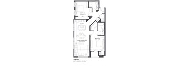 2 bed 2 bath floor plan at The Palmer, Minneapolis, 55401