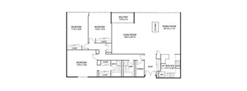The Edina Towers Apartments in Edina, MN 3 Bedroom 2 Bath Penthouse