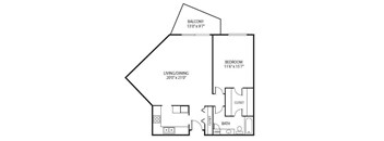 Cedars Lakeside Apartments in Little Canada, MN 1 Bedroom Apartment Mahogany Floor Plan