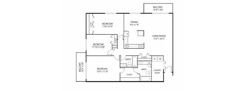Cedars Lakeside Apartments in Little Canada, MN 3 Bedroom Apartment Willow Floor Plan