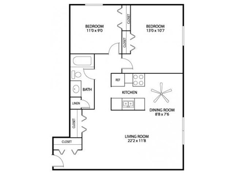 Hamline Terrace Apartments in Roseville, MN 2 Bedroom 1 Bath Apartment