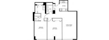 Kellogg Square Apartments in St. Paul, MN 2 Bedroom 2 Bath Apartment
