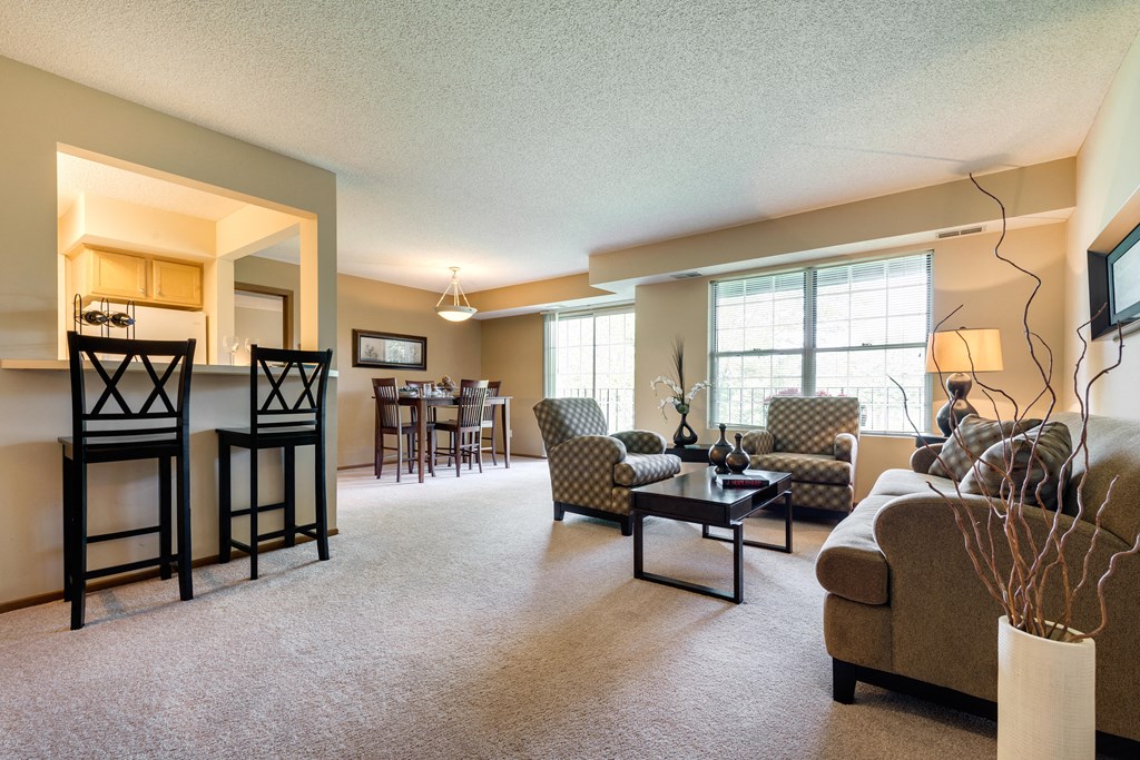 Living Room With Kitchen at Mallard Ridge, Maple Grove, Minnesota