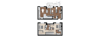 a floor plan of a house with a brown and brown floor at Expo, Minneapolis, MN 