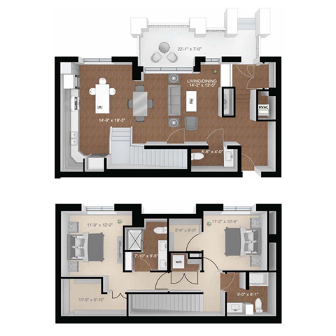 a floor plan of a house with a brown and brown floor at Expo, Minneapolis, MN 