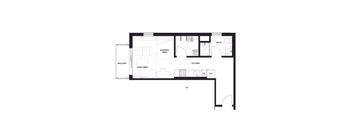a floor plan of a house with a black and white floor plan at Zelia on Seven, St Louis Park, MN