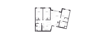 a floor plan of a house with a black and white floor at Zelia on Seven, St Louis Park, Minnesota