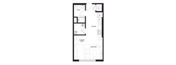 a floor plan of a small apartment with a bedroom and a living room at Zelia on Seven, St Louis Park, 55416