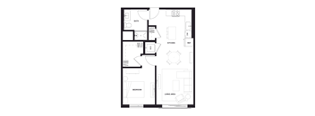 a floor plan of a unit with a bedroom and a living room at Zelia on Seven, St Louis Park, MN, 55416