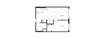 a floor plan of a residence with an open floor plan at Zelia on Seven, Minnesota, 55416