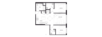 a floor plan of a residence with an open floor plan  at Zelia on Seven, Minnesota