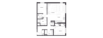 a floor plan of a residence with floor plans of different rooms and a living room  at Zelia on Seven, St Louis Park