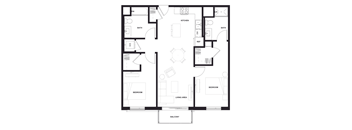 floor plan of the first floor of a modern house  at Zelia on Seven, St Louis Park, 55416