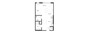 a floor plan of a unit with a bedroom and a living room at Zelia on Seven, St Louis Park