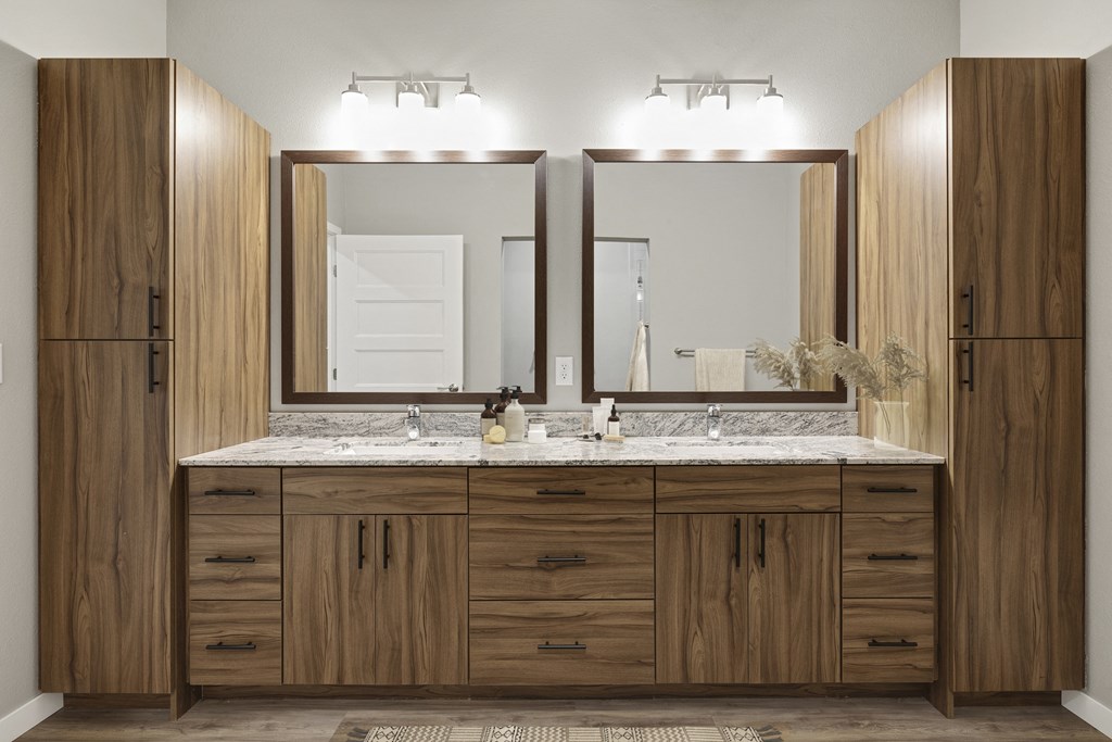 Bathroom vanity at Nuvelo at Parkside, Minnesota