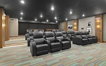 Community movie room at Nuvelo at Parkside