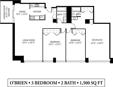 OBRIEN Floor Plan at Kellogg Square, St. Paul, MN