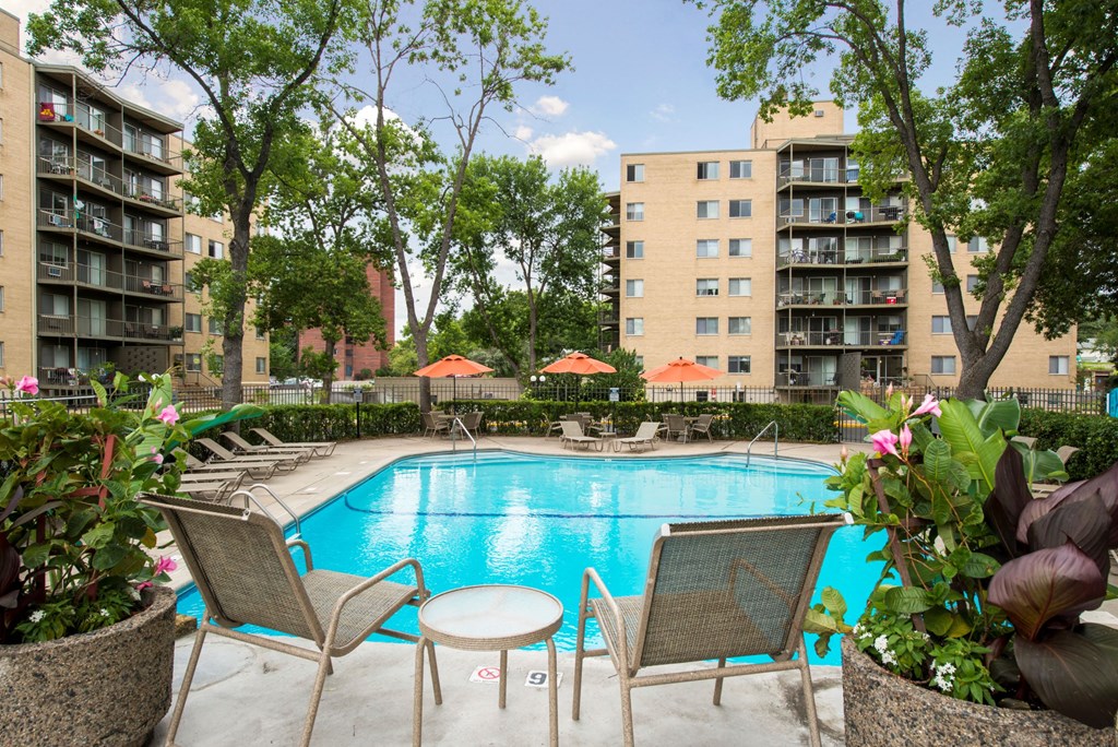Poolside Relaxing Area at Park Towers, Minnesota, 55416