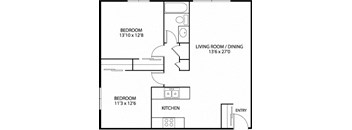a floor plan of a house with a bedroom and a living room