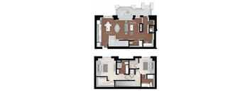a floor plan of a house with bedrooms and a living room at Expo, Minneapolis Minnesota