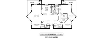 Penthouse river edge floor plan at The Riverwood, Lilydale, 55118