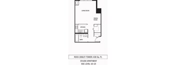 Rock Floor Plan Galtier Towers Apartments in Lowertown, St. Paul, MN Studio Apartment