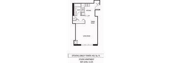 St. Louis and Stevens Floor Plan Galtier Towers Apartments in Lowertown, St. Paul, MN Studio Apartment