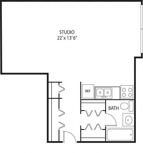 Studio 1 bath Floor Plan F at Axon Green, Minneapolis, 55416