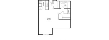 Studio 1 bath Floor Plan G at Axon Green, Minneapolis