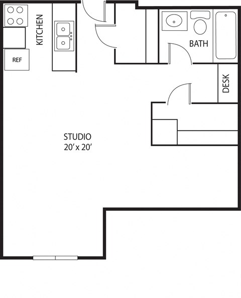 Studio 1 bath Floor Plan G at Axon Green, Minneapolis