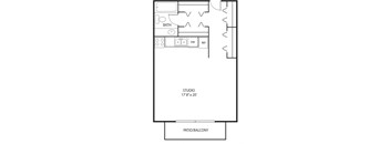 Studio 1 bath Floor Plan I at Axon Green, Minneapolis, MN, 55416