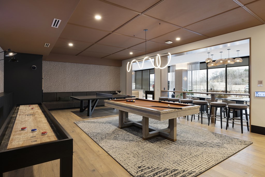 Game Lounge with billiards, ping pong, foosball, and shuffleboard at The Mera in St. Louis Park, 55426