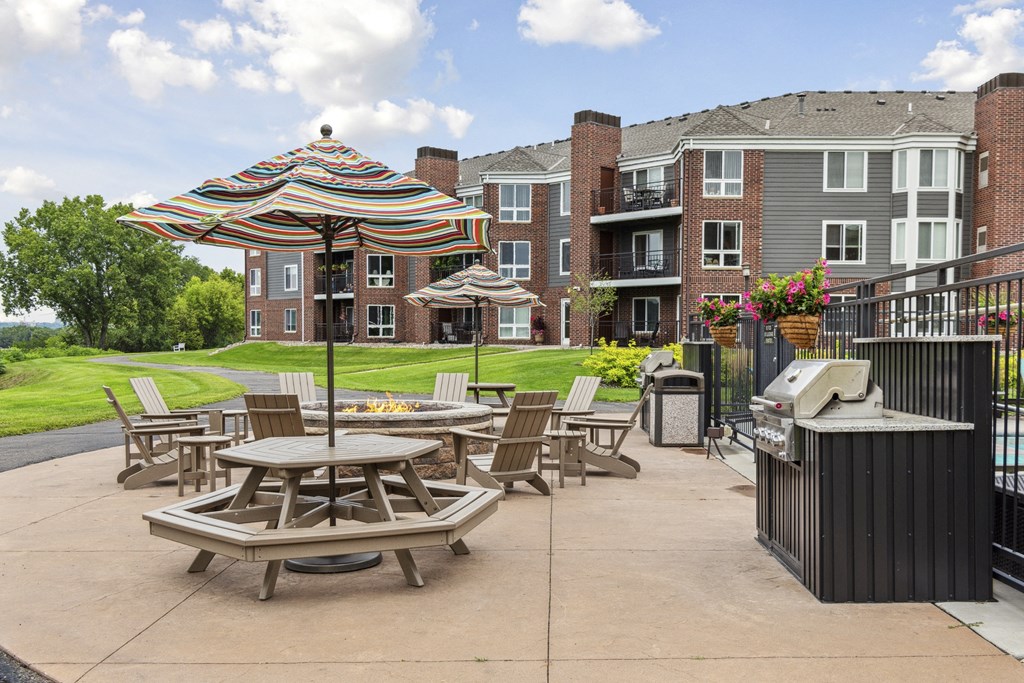 Outdoor Grill With Intimate Seating Area at The Riverwood, Lilydale, 55118