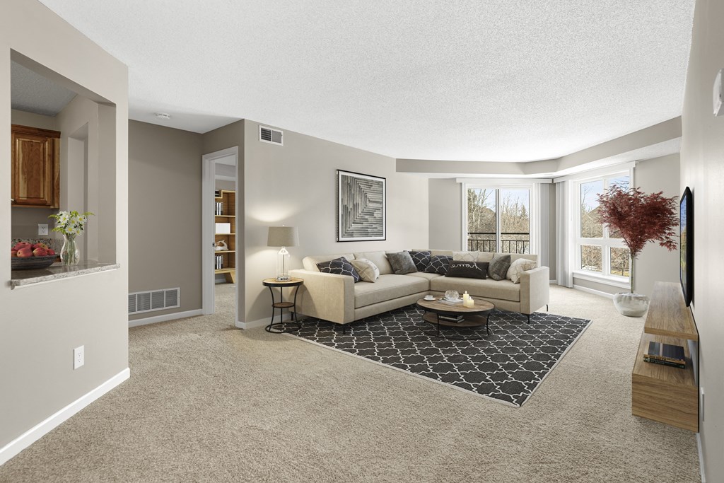 Living room view at The Riverwood, Lilydale, Minnesota