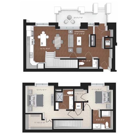 a floor plan of a house with a large bedroom and a living room at Expo, Minneapolis