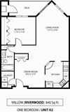 The Riverwood Willow Floor Plan The Riverwood Apartments in Lilydale, MN 1 Bedroom 1 Bath