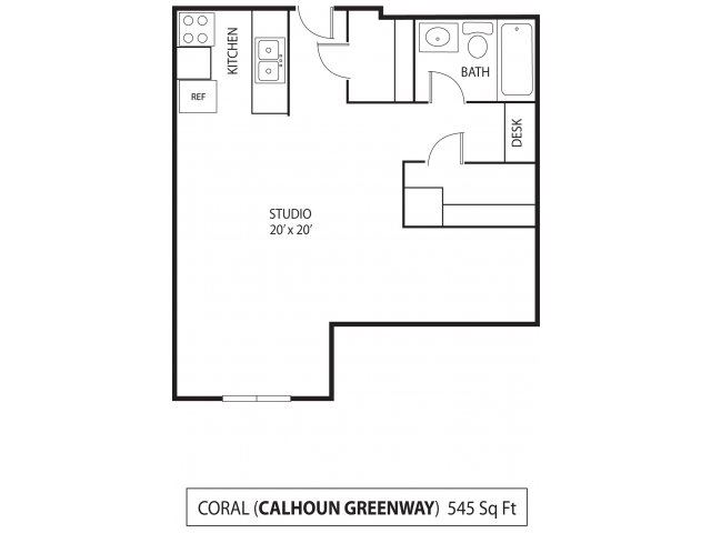 The Calhoun Greenway Coral Floor Plan The Calhoun Greenway Apartments in Minneapolis, MN Studio