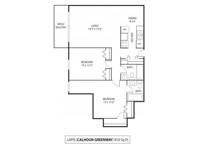 The Calhoun Greenway Lapis Floor Plan The Calhoun Greenway Apartments in Minneapolis, MN 2 Bedroom 2 Bath