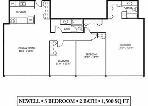 NEWELL Floor Plan at Kellogg Square, Minnesota, 55101