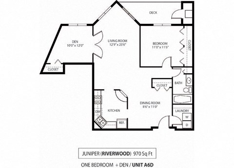 The Riverwood Apartments in Lilydale, MN 1 Bedroom 1 Bath Plus Den