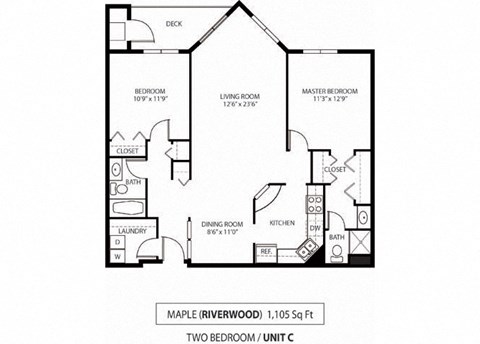 2 Bed 2 Bath Maple Floor Plan at The Riverwood, Lilydale, MN, 55118