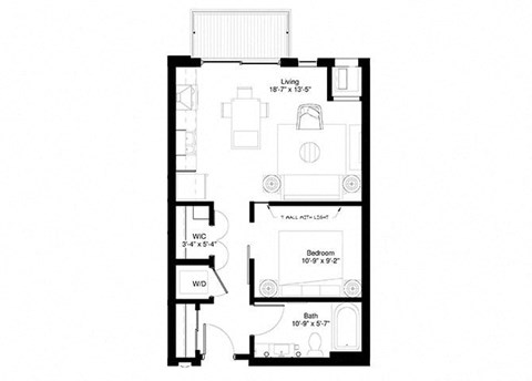 1 Bedroom Bigtooth Floor Plan at Central Park West, St. Louis Park, MN