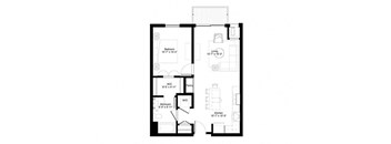1 Bedroom Hickory Floor Planat Central Park West, St. Louis Park, Minnesota