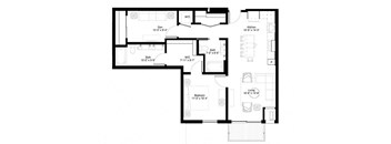 a floor plan of a house with bedrooms and a living room