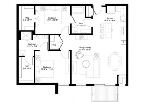 Red Spruce floor plan at Central Park West, St. Louis Park, MN, 55416