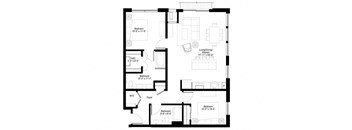 2 Bedroom Sassafras Floor Plan at Central Park West, St. Louis Park, Minnesota