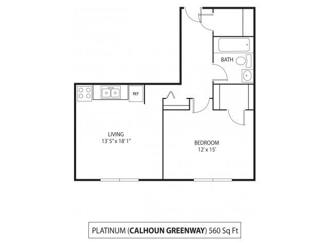 The Calhoun Greenway Platinum Floor Plan The Calhoun Greenway Apartments in Minneapolis, MN 1 Bedroom 1 Bath