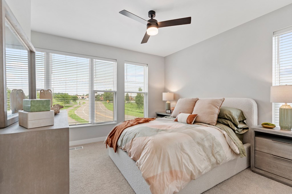 Bedroom With Ceiling Fan at Townhomes at Preserve, Rogers, MN
